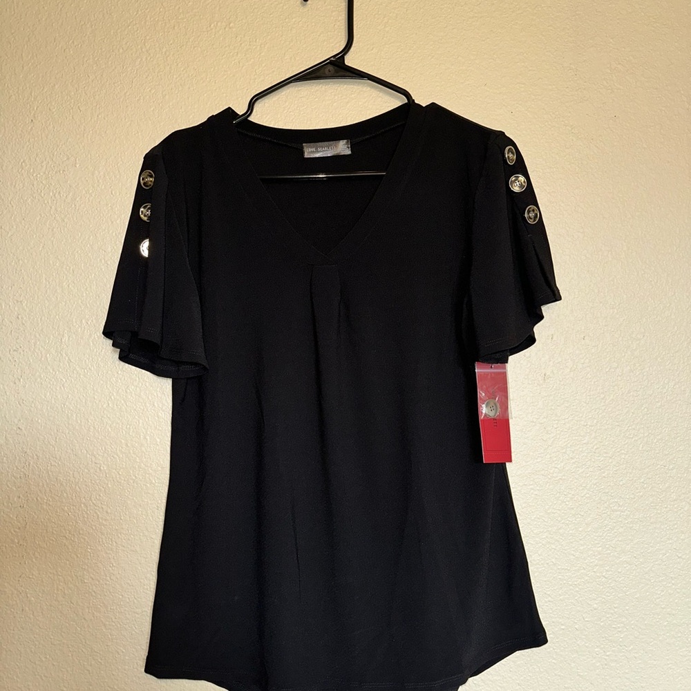 Scarlett Black Blouse with Button Accents